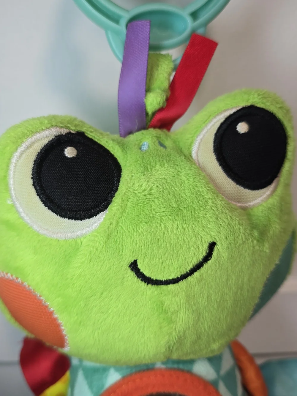 Bright Green Frog Sensory Activity Toy with Mirror and Teethers